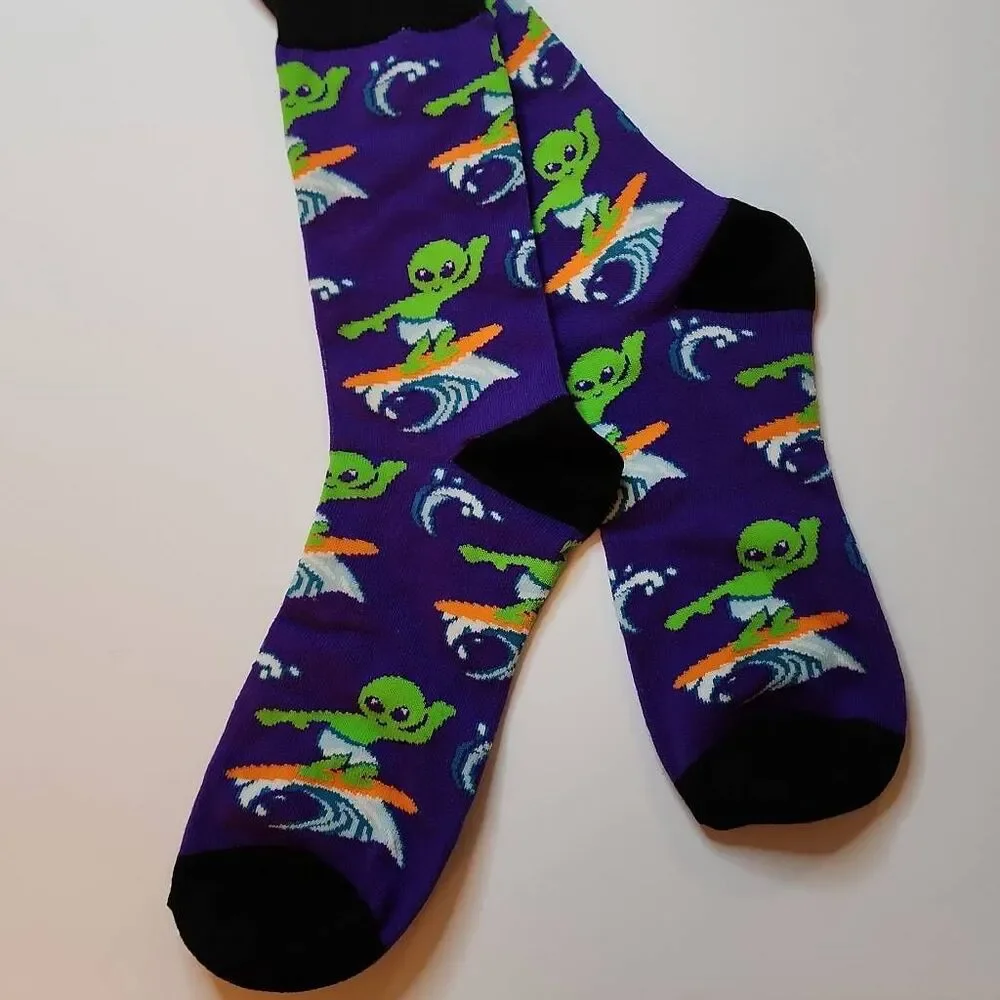Cansok 1 Pair of Surfing Alien Colorful Socks Adult Size